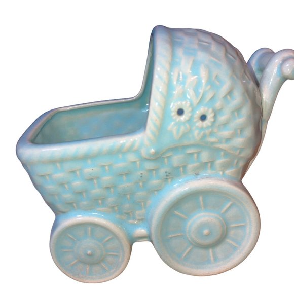 Blue Baby Buggy Carriage - Vintage Planter - Picture 1 of 11